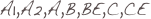 A1,A2,A,B,BE,C,CE